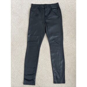 MOTHER Super Swooner Wax On Wax Off Black Faux Leather Pants Size 30